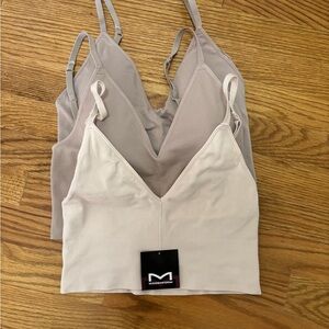 Maidenform Neutral Ribbed Bralette Set - Taupe & Light Beige